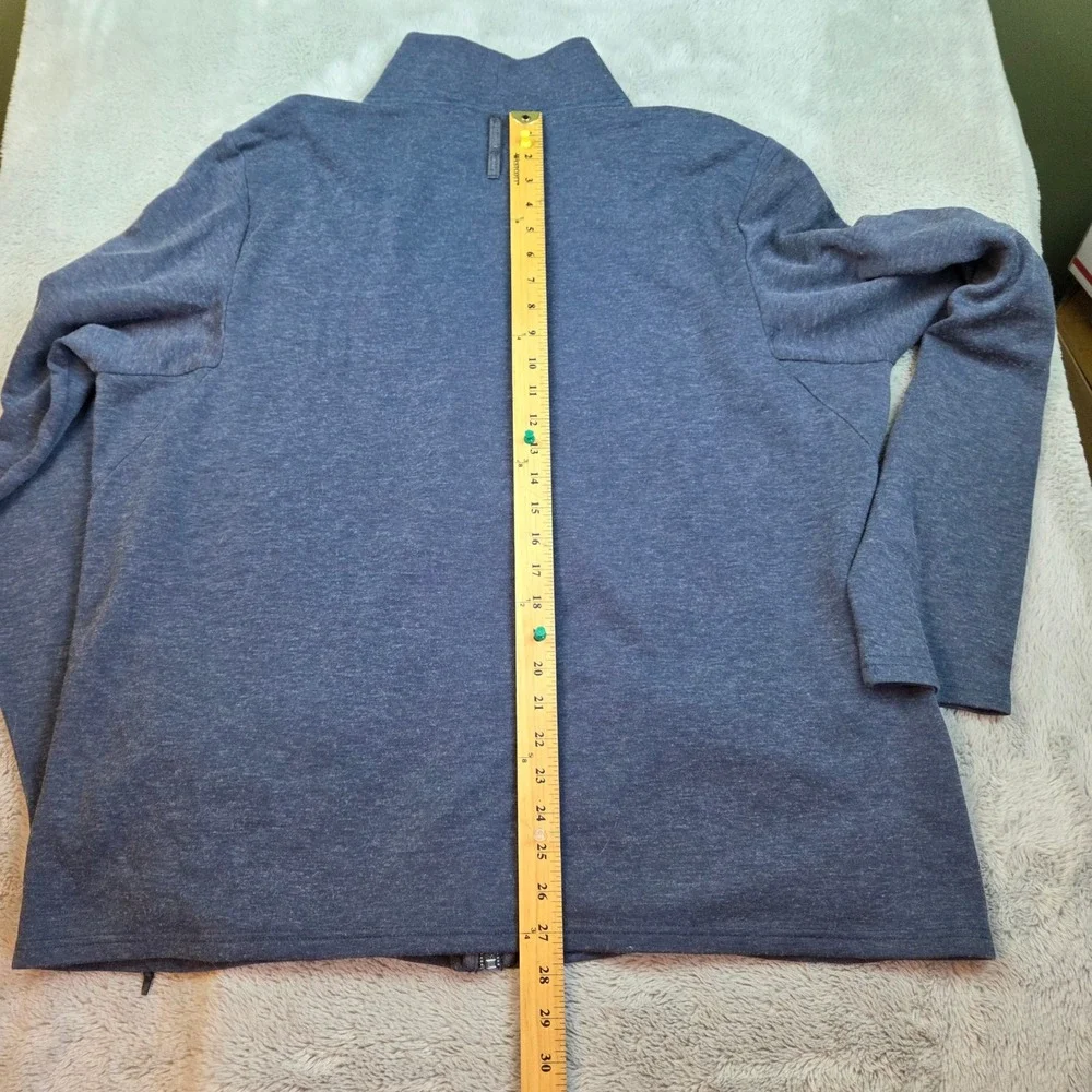 L.L. Bean Wool Blend Full Zip Jacket Mens XXL Fitted Mock Neck Heather Blue